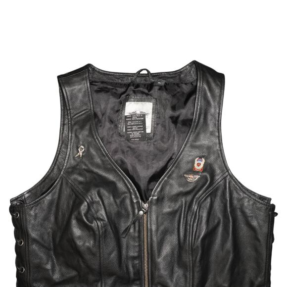 Harley-Davidson Women’s Genuine Leather Lace-Up Motorcycle Vest Size M - Picture 4 of 11